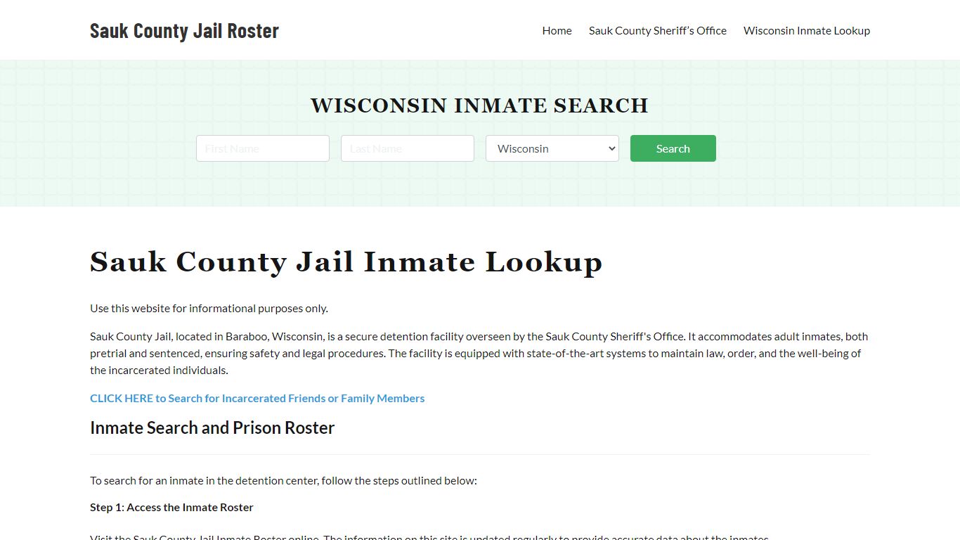 Sauk County Jail Roster Lookup, WI, Inmate Search