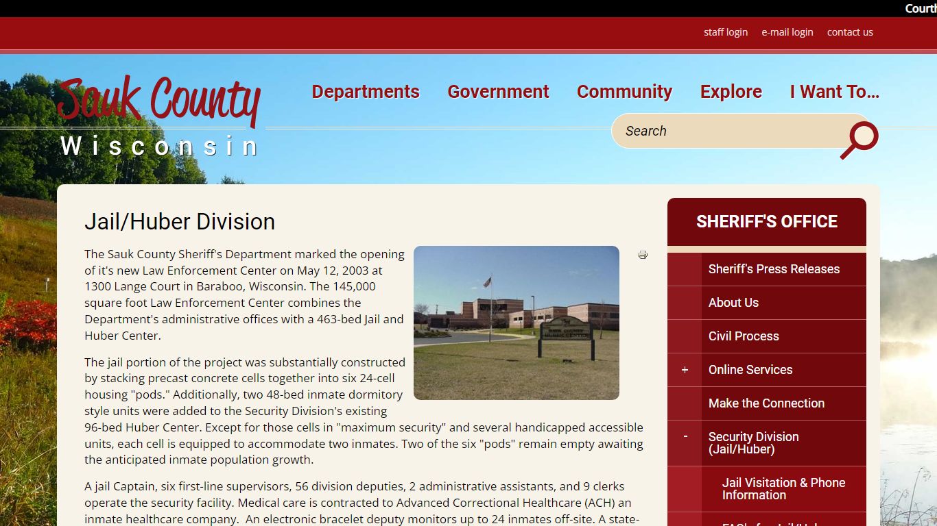 Jail/Huber Division | Sauk County Wisconsin Official Website