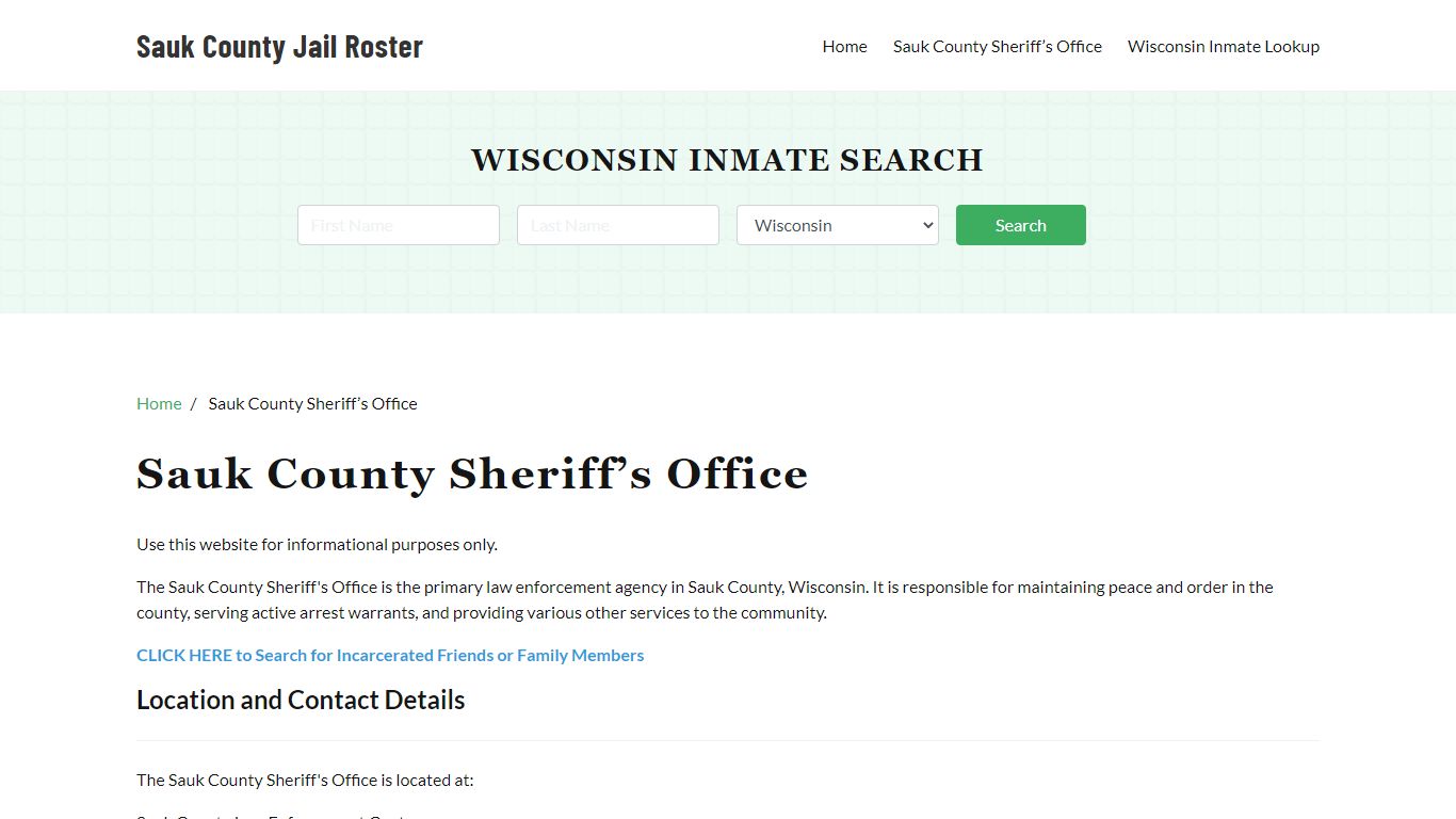 Sauk County Sheriff Office, WI, Arrest Warrants Search